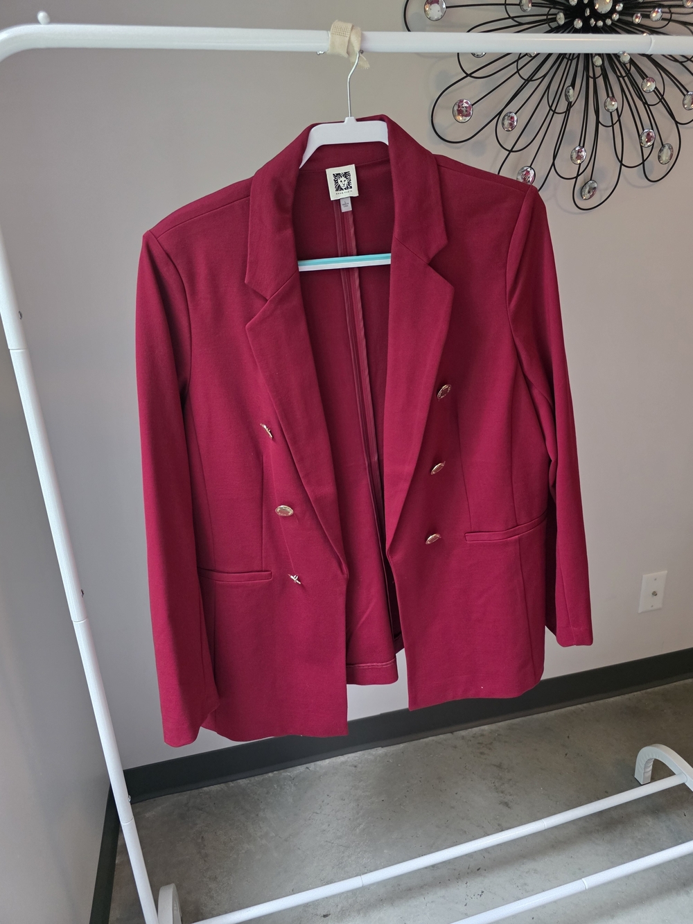 Anne Klein Double-Breasted Blazer Jacket - Berry Pink